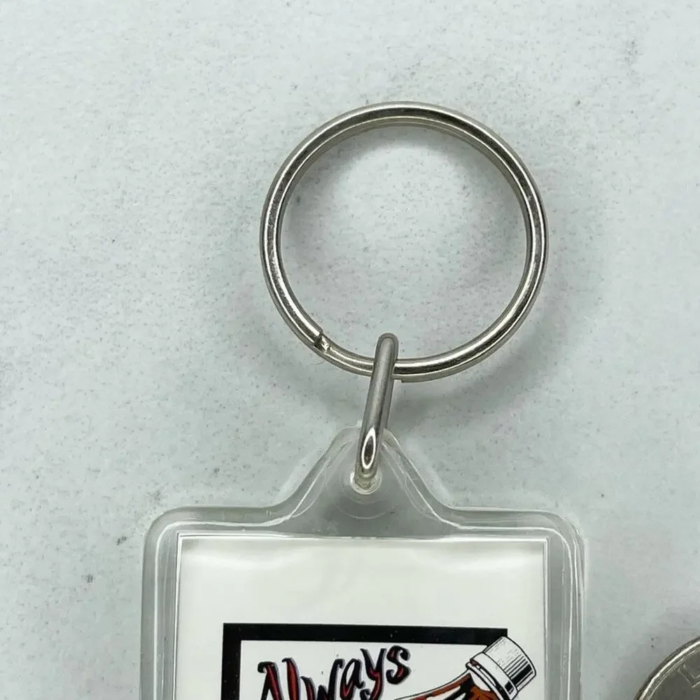 Vintage Coca-Cola Classic Coke Always Feels Right Double Sided Keychain Keyring